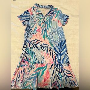 NWT Medium Lilly Pulitzer Mini Sadie Polo Dress Kaleidoscope Coral Pattern